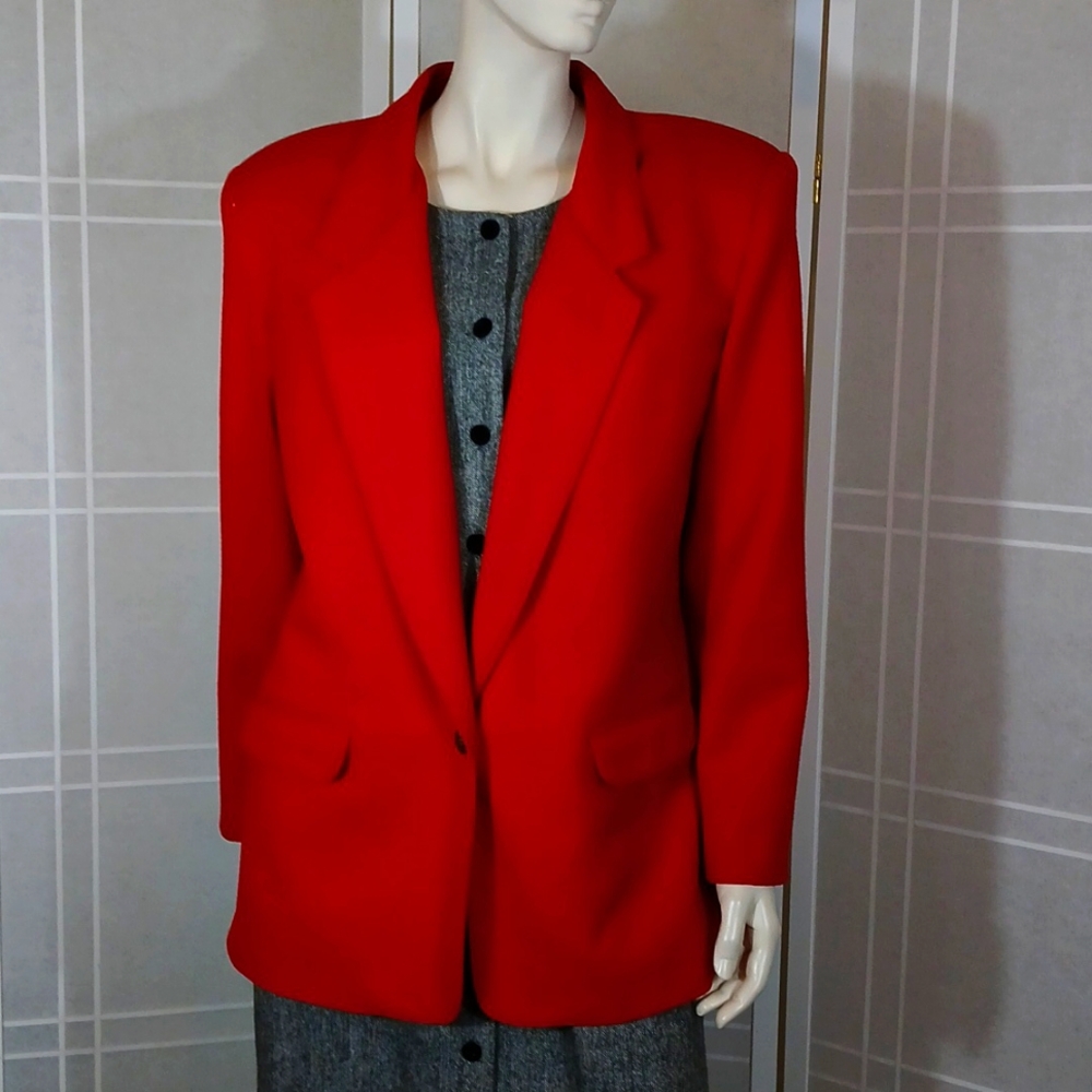 Red wool, lined blazer 16